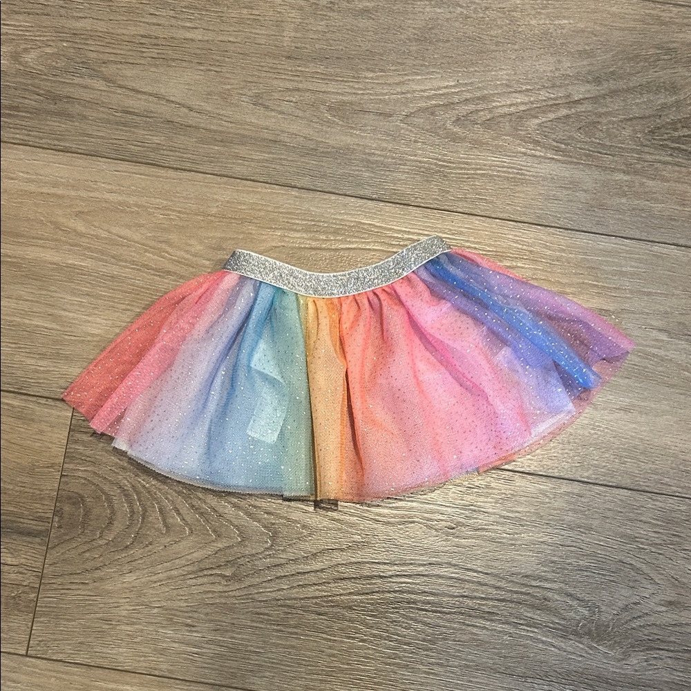 NWOT Baby Starters Rainbow Tutu Skirt with‎ Silver Waistband
